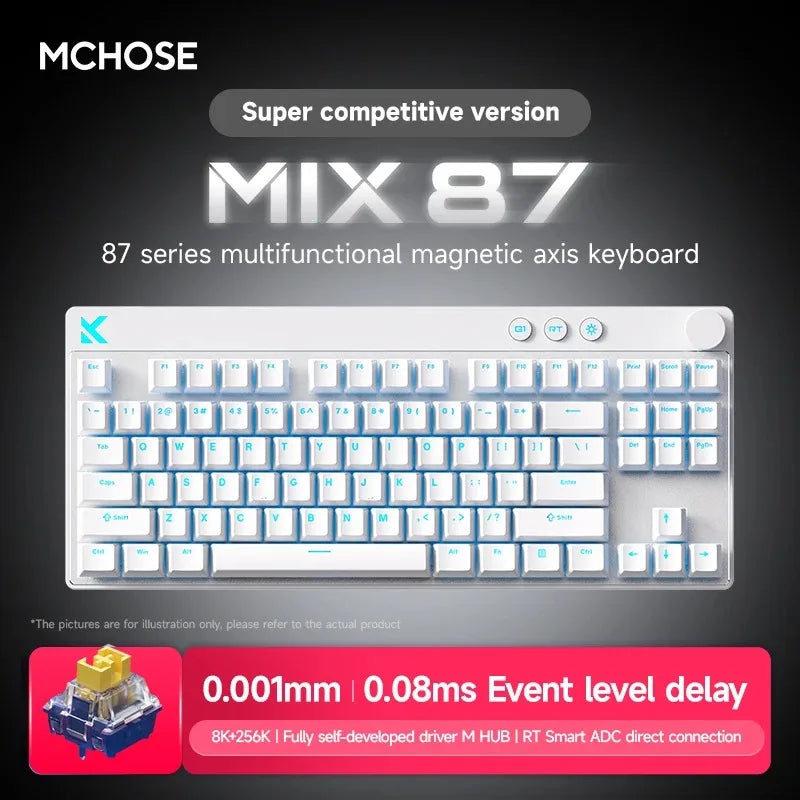 Mix87 Magnetic Swtich Keyboard Wired Gaming Keyboard 8K+256K Esport 0.08Ms Low Latency E-Sports Custom Gamer Accessories