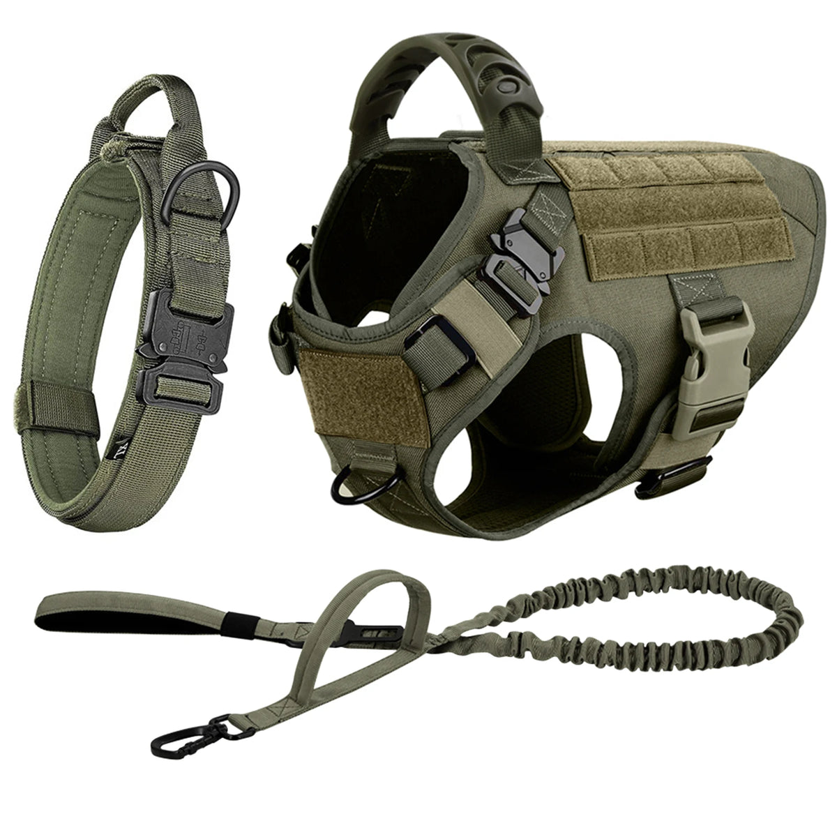 Large Dog Harness and Leash Set Pet German Shepherd Malinois Training Walking Vest Dog Harness and Collar for Medium Large Dogs