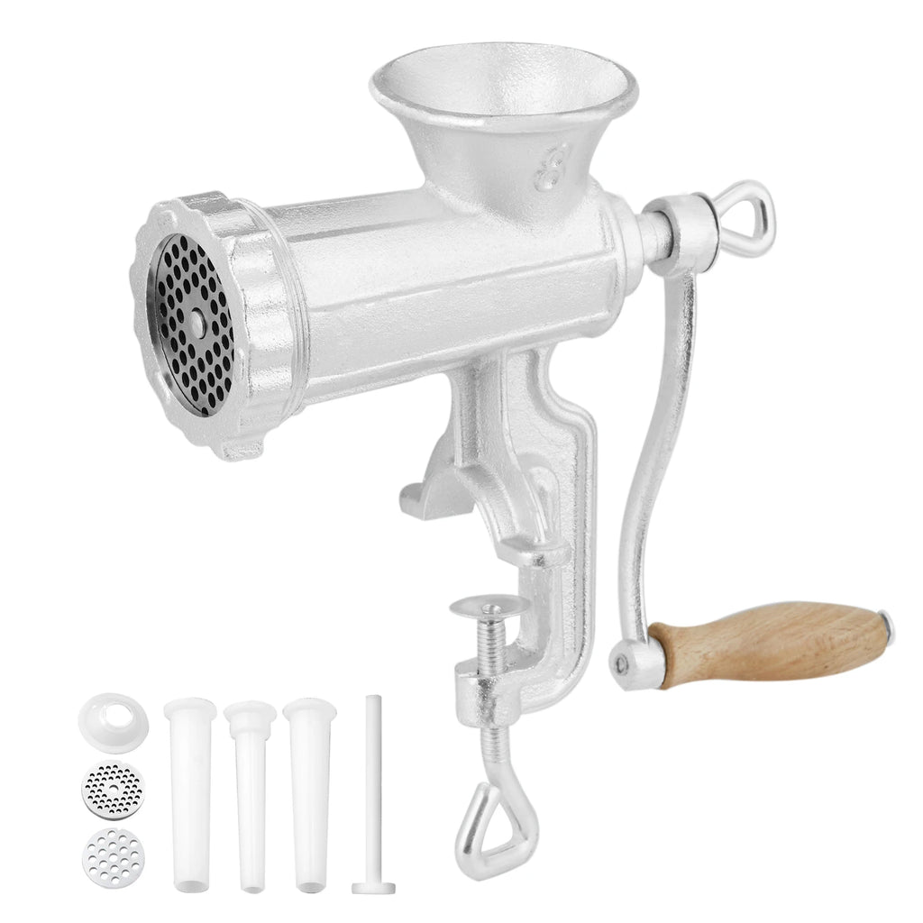 Succebuy Manual Meat Grinder Heavy Duty Cast Iron Hand Meat Grinder Steel Table Clamp Meat Mincer Sausage Maker 1 Cutting Blade
