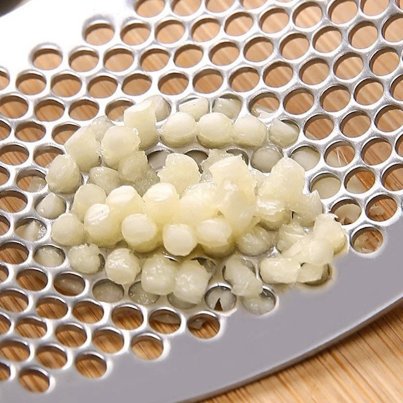Stainless Steel Garlic Press – Metal & Plastic, One-Press Design, Easy to Clean, Effort-Saving