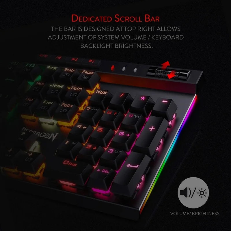 K580 VATA RGB 104 Keys LED USB Backlit Mechanical Gaming Wired Backlight Computer Keyboard Anti-Ghosting with Macro Key