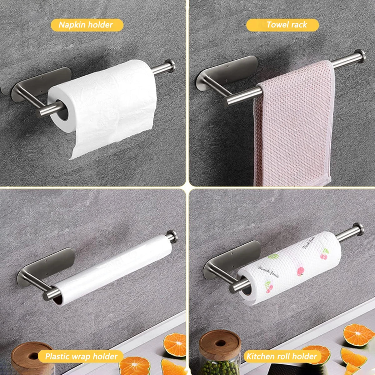 Paper Towel Holders for Kitchen,Adhesive Roll Paper Holder,Bathroom Storage Rack,Tissue Dispenser,Kitchen Organizers,Towel Rack