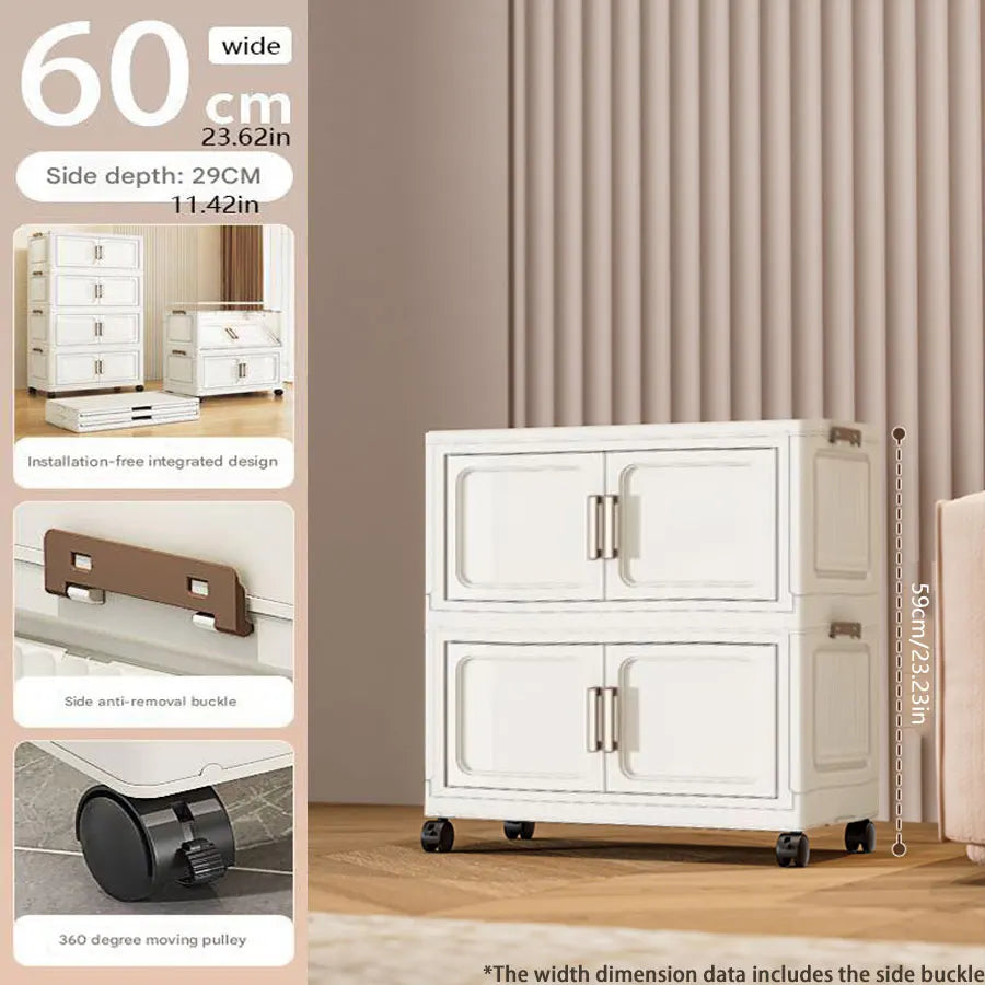 Thickened Plastic Multi-Layer Storage Cabinet Simple Creamy Style Home Organizer Wardrobe for Kitchen Bathroom Use