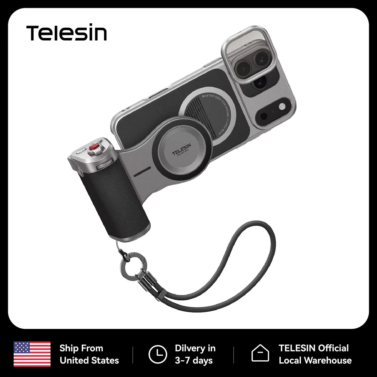Master Grip Set for Iphone17 Pro Pro Max Magnetic Phone Camera Hand Grip Holder 3200Mha Powerbank with Wireless Charging