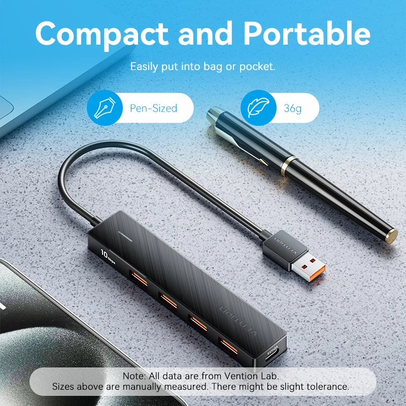 Usb Hub 4 Port ABS Hub USB 3.2 10Gbps for Laptop Multi Splitter Adapter for Xiaomi Macbook PC Computer Accessories