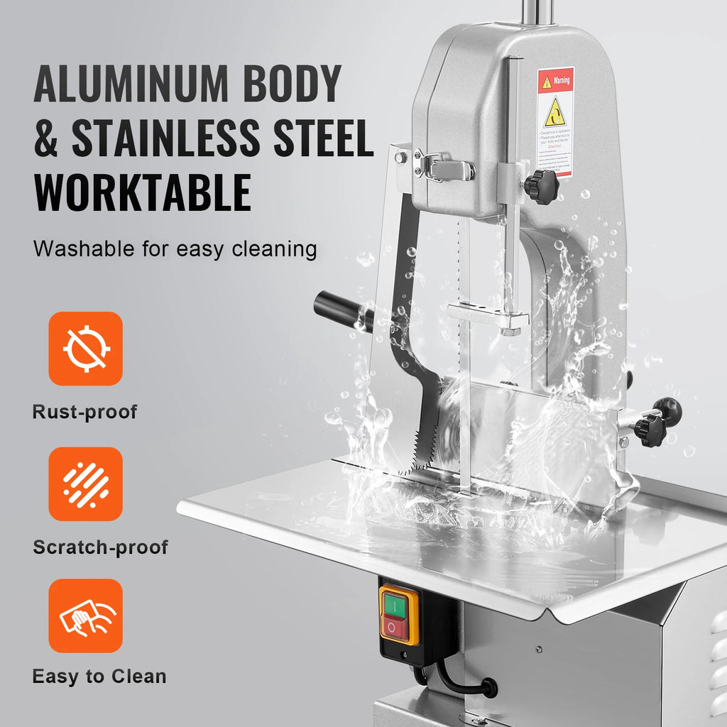 Commercial Electric Meat Bandsaw 650W 1800W Stainless Steel Countertop Bone Sawing Machine Frozen Fish Cutter for Pork
