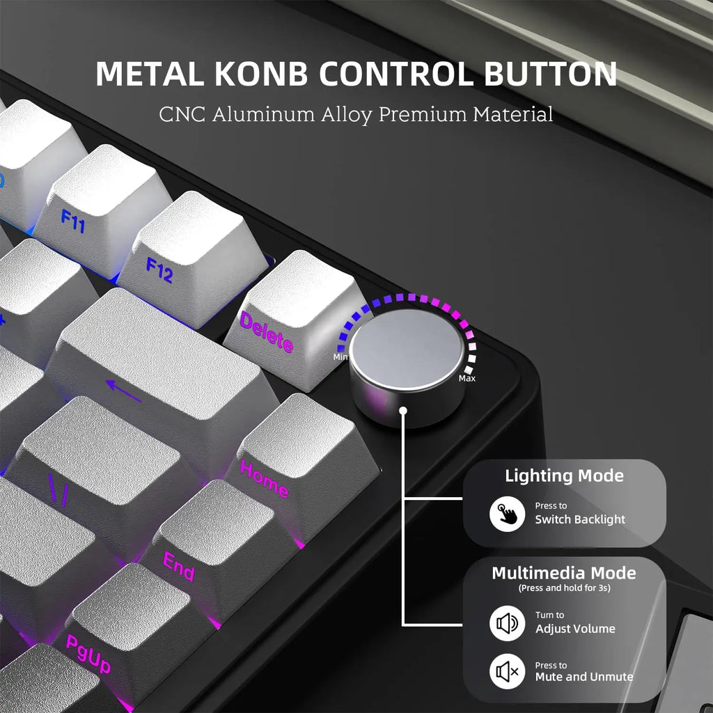 X85 Wireless Mechanical Gaming Keyboard,Tkl 82 Keys,Gasket Structure,Knob,Rgb Hot Swappable Custom Keyboard