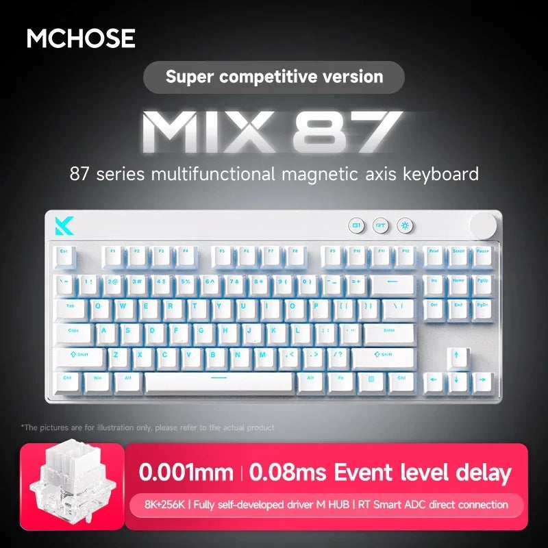 Mix87 Magnetic Swtich Keyboard Wired Gaming Keyboard 8K+256K Esport 0.08Ms Low Latency E-Sports Custom Gamer Accessories