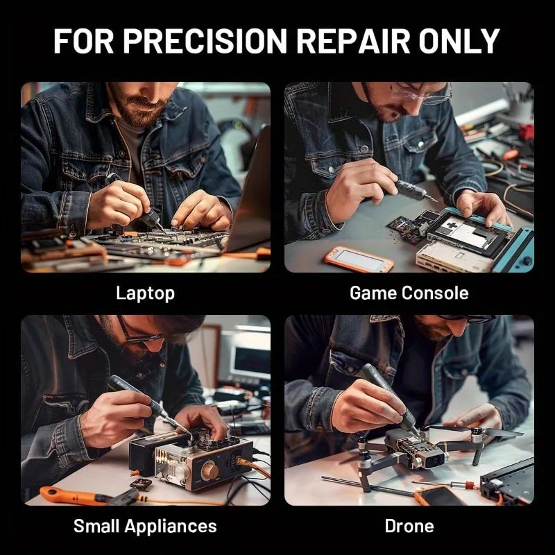 180In1 Black Precision Cordless Electric Screwdriver Set,Magnetic Bits Multifunction Repair Kit for Laptop/Phone/Glasses