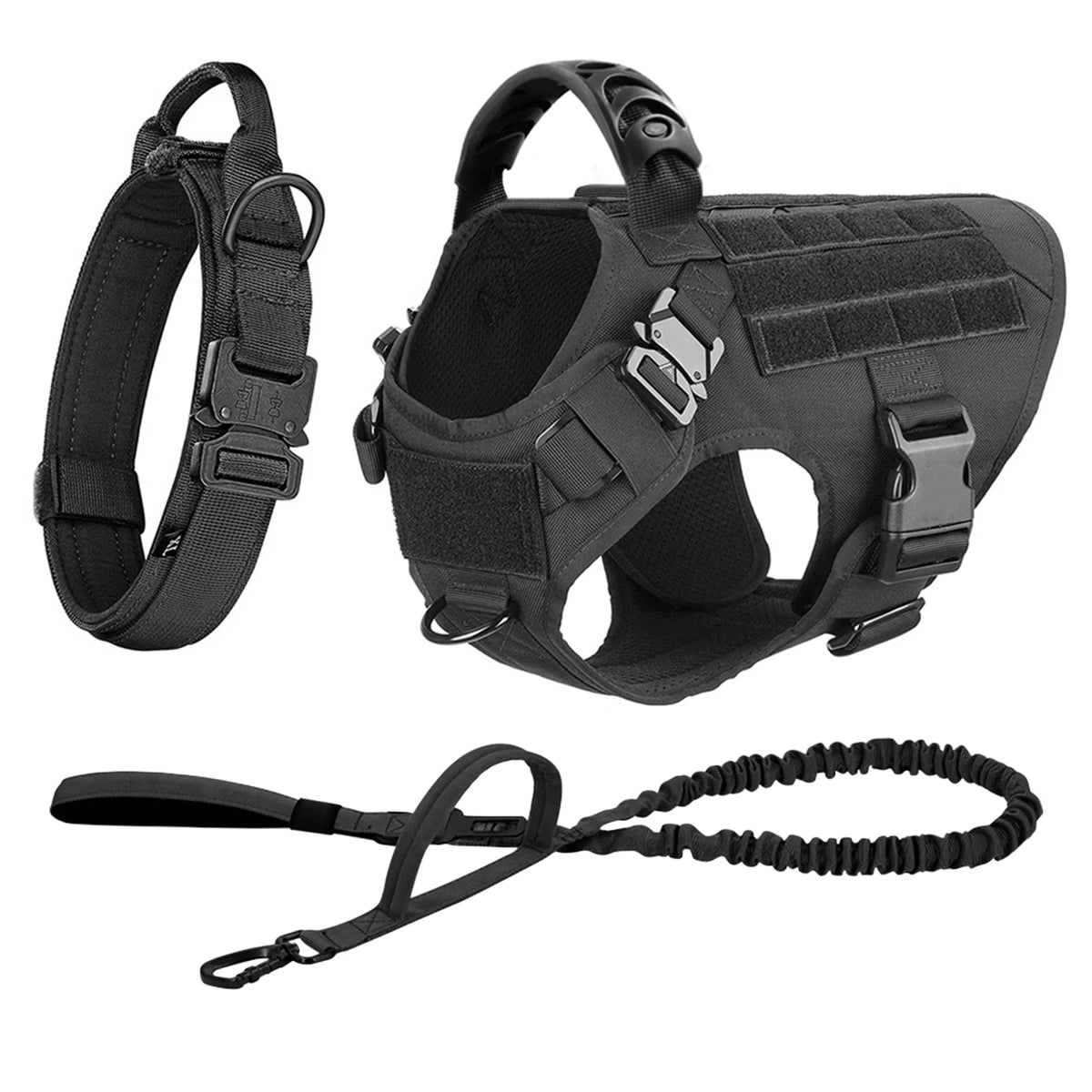 Large Dog Harness and Leash Set Pet German Shepherd Malinois Training Walking Vest Dog Harness and Collar for Medium Large Dogs