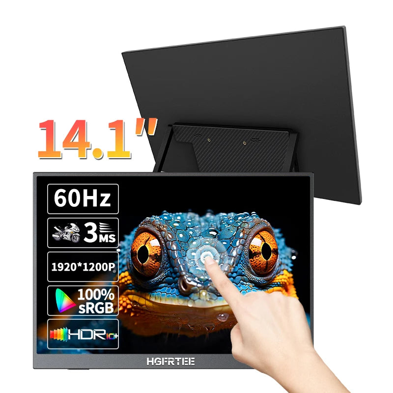 14.1 Inch Portable Monitor 10-Point Touchscreen 100%Srgb 1200P IPS Second External Screen for Laptop Phone Mac Xbox Switch PS4/5