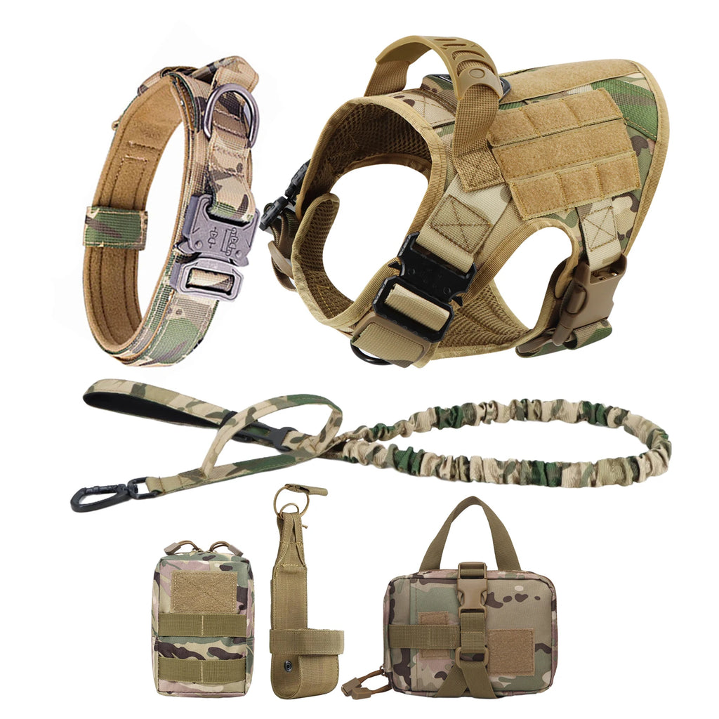 Large Dog Harness and Leash Set Pet German Shepherd Malinois Training Walking Vest Dog Harness and Collar for Medium Large Dogs