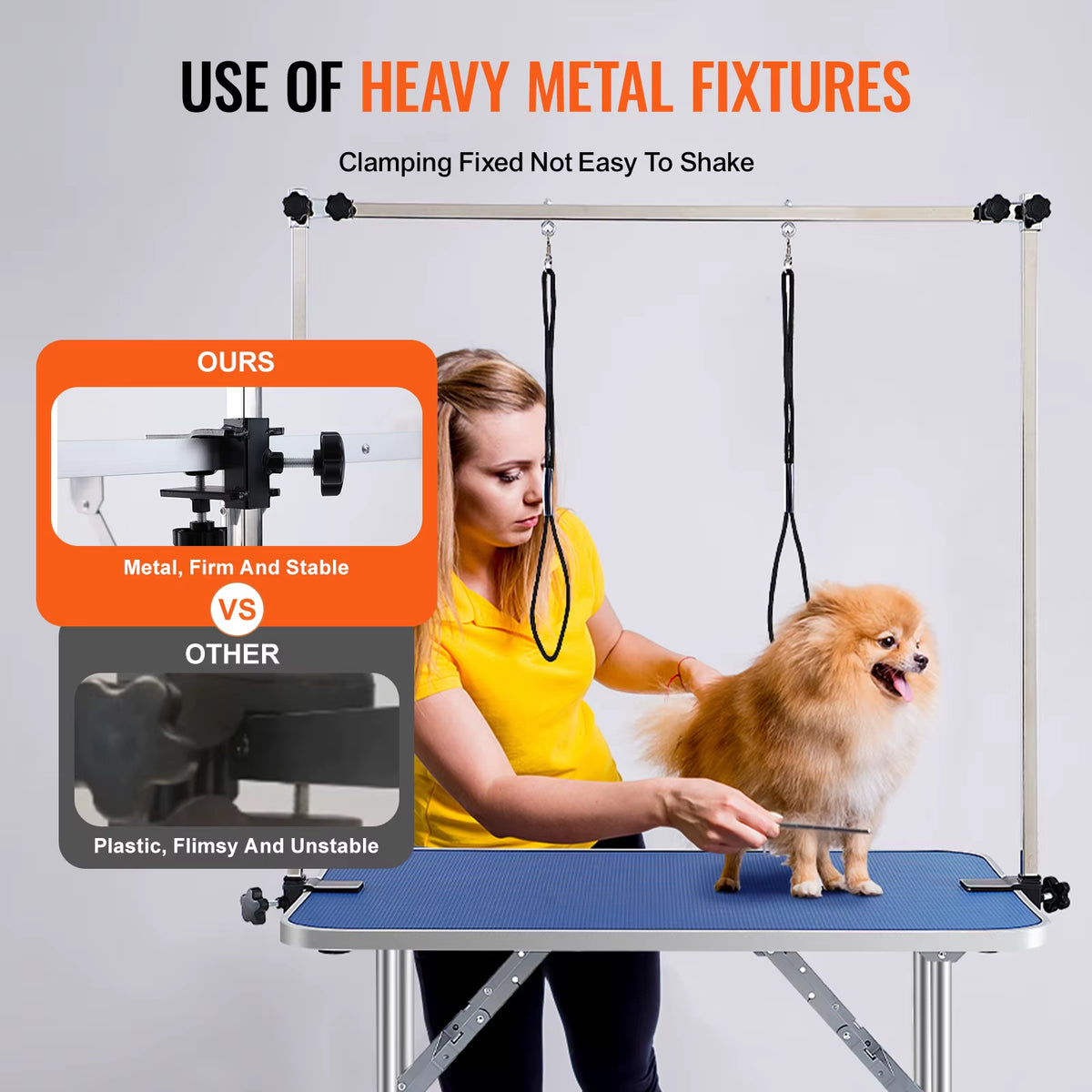 Pet Grooming Table Two Arms with Clamp Dog Station Foldable Pets Stand for Medium Small Dogs with Grooming Loop