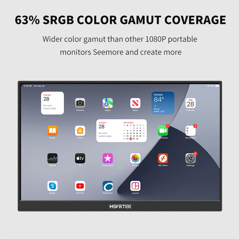 14.1Inch Mobile Portable Monitor IPS Second Game Screen Extended Display for Laptop with Bracket for Xbox/Raspberry Pi
