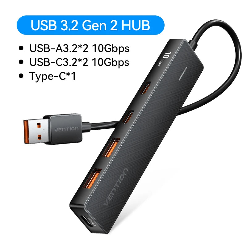 Usb Hub 4 Port ABS Hub USB 3.2 10Gbps for Laptop Multi Splitter Adapter for Xiaomi Macbook PC Computer Accessories