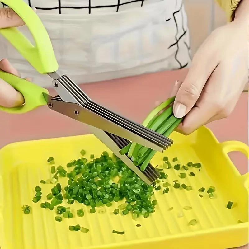 Muti-Layers Kitchen Scissors Stainless Steel Vegetable Cutter Scallion Herb Laver Spices Cooking Tool Cut Kitchen Accessories