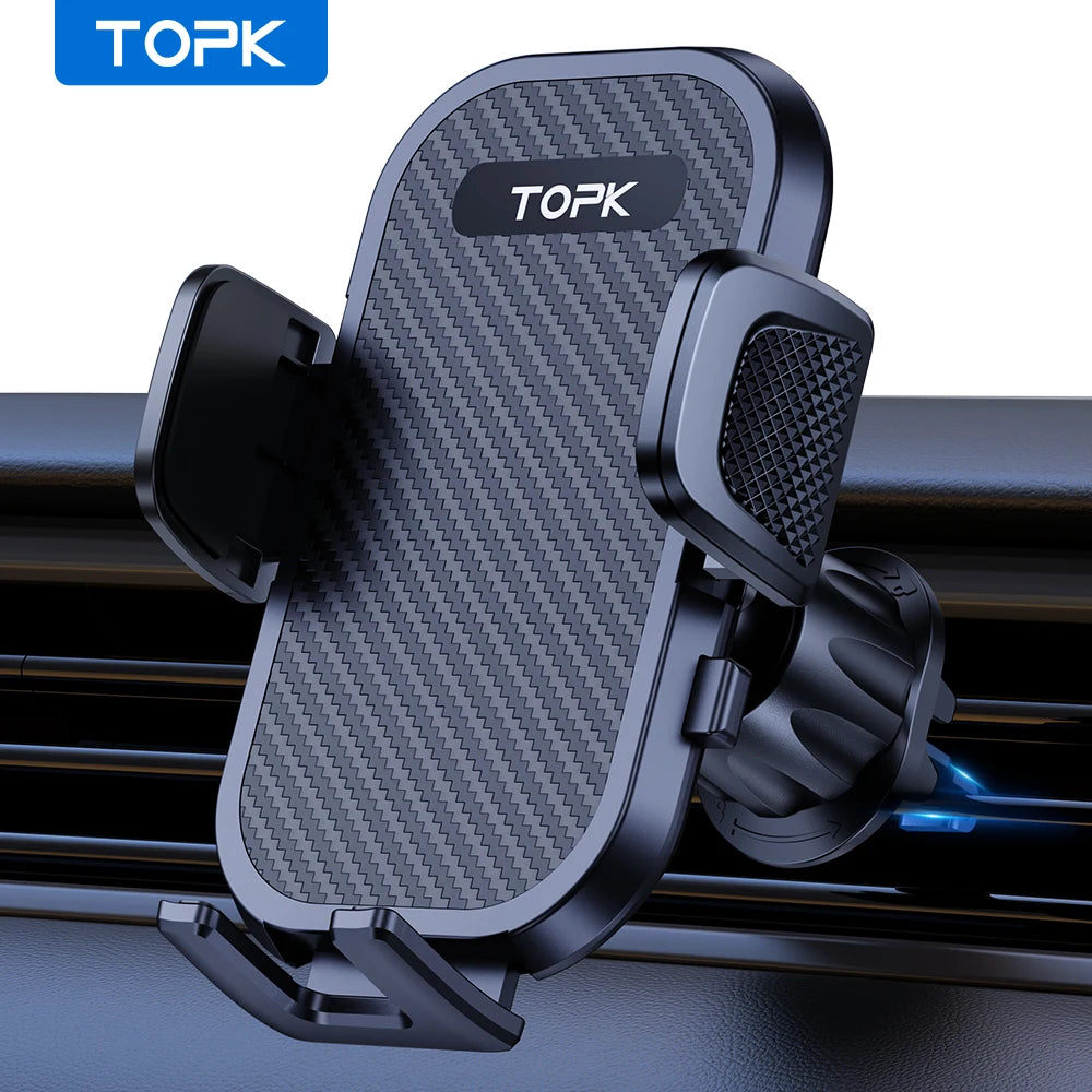 TOPK D42-G Car Phone Holder Mount, Upgraded Metal Hook Cell Phone Holder for Car Air Vent Compatible with All Phones