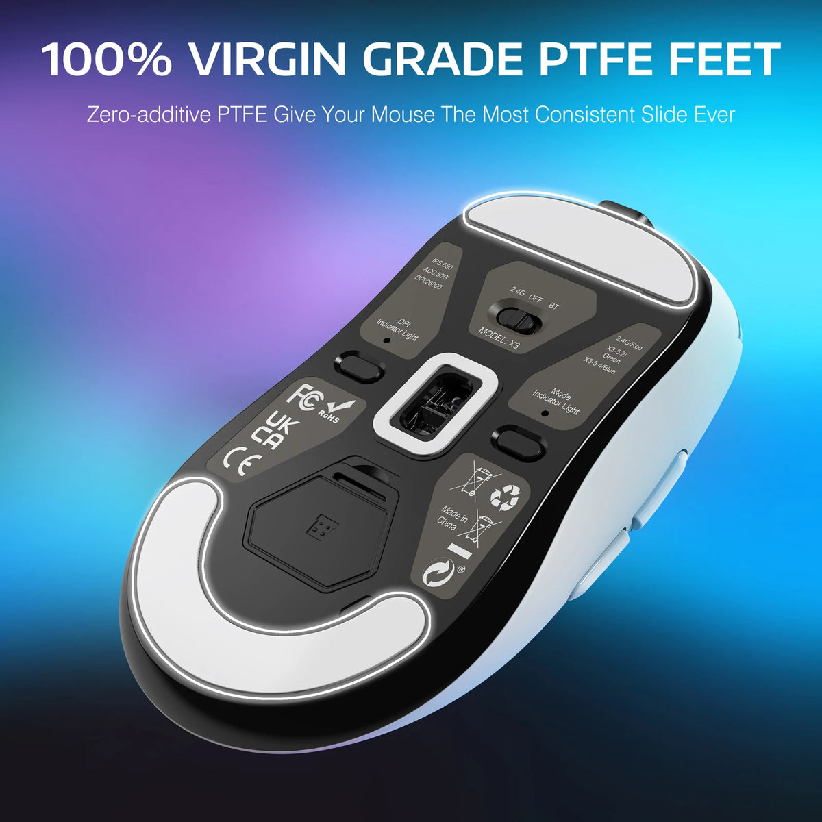 X3 Wireless Gaming Mouse,49G Ergonomic PC Mouse,Triple Modes PAW3395 26K DPI Optical Sensor,Programmable Buttons