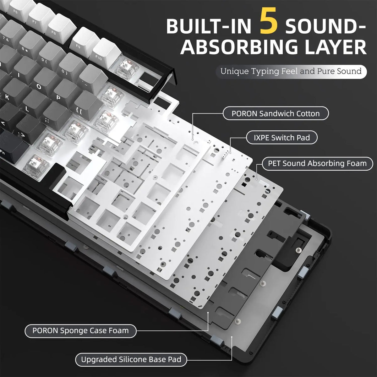 X85 Wireless Mechanical Gaming Keyboard,Tkl 82 Keys,Gasket Structure,Knob,Rgb Hot Swappable Custom Keyboard