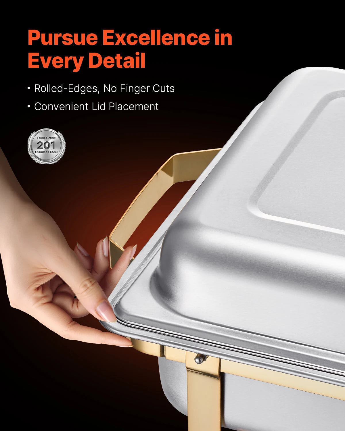 8 Qt 4 Pack Chafing Dish Buffet Set Stainless Steel Chafer with 2 Full Size and 4 Half Size Pans Catering Warmer Server