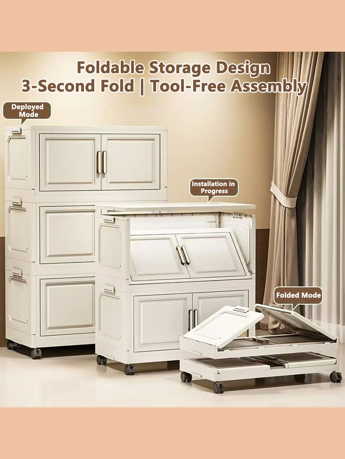 Thickened Plastic Multi-Layer Storage Cabinet Simple Creamy Style Home Organizer Wardrobe for Kitchen Bathroom Use