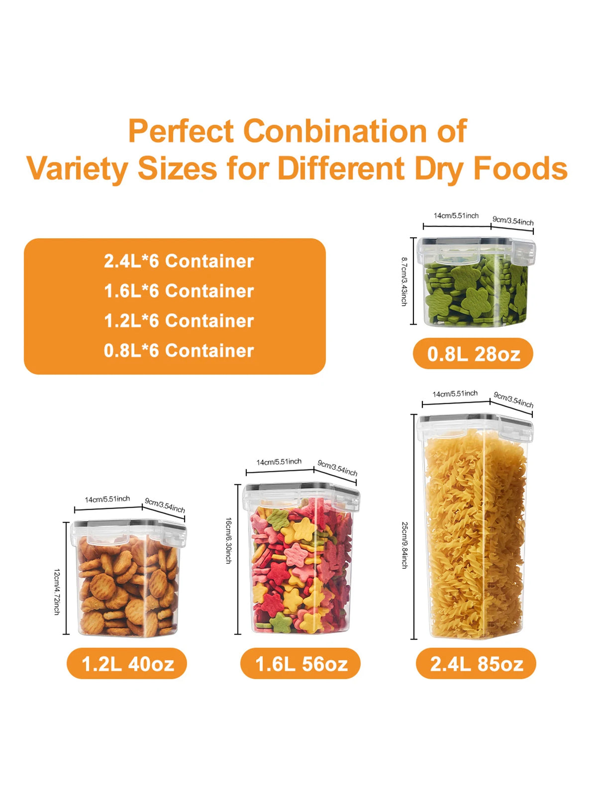 24Pcs Airtight Food Storage Containers with Labels for Flour Grains, Coffee Beans and Kitchen Spices Keep Food Fresh Organized