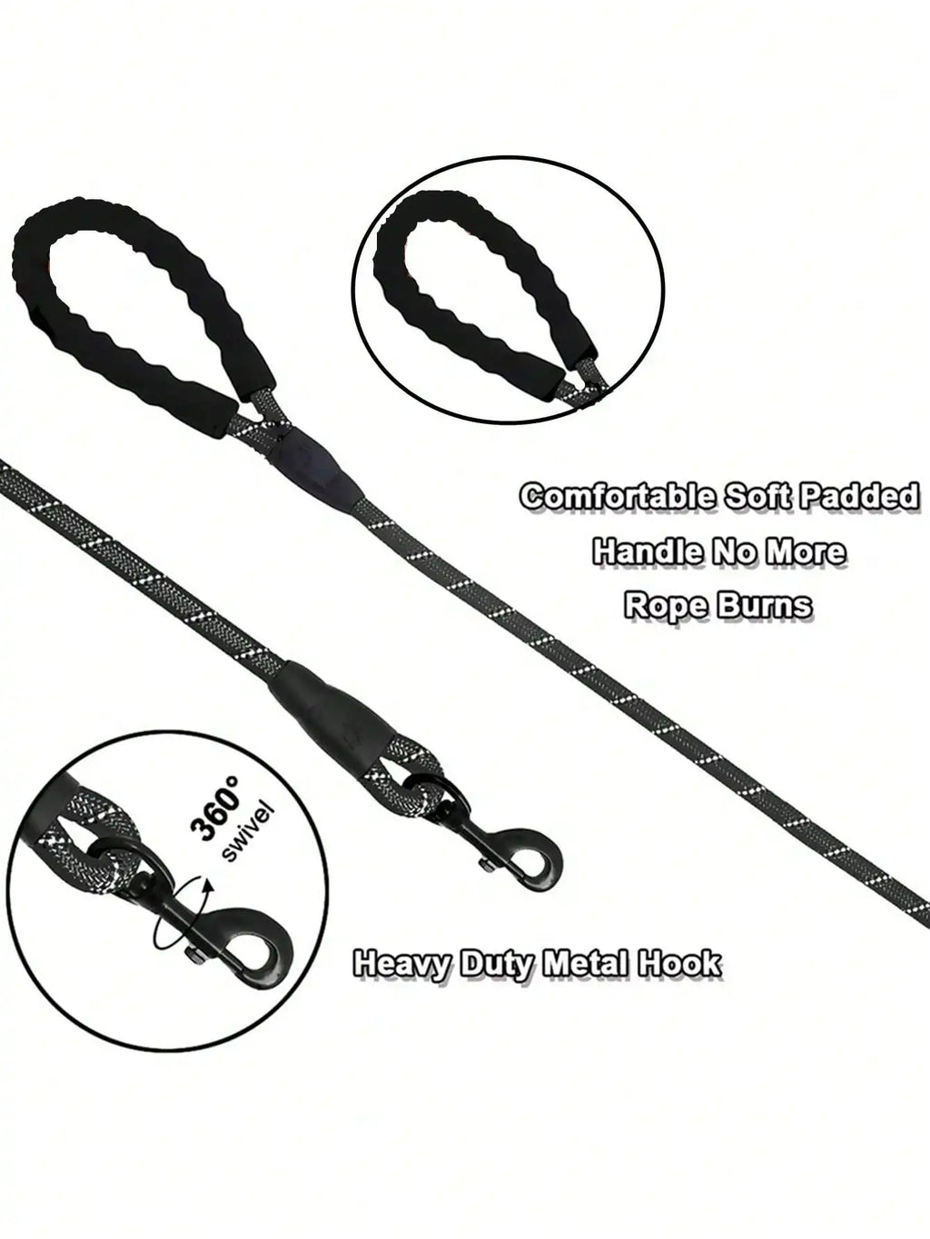 1Pc New Color Pet Leash, Reflective Nylon Dog Leash, Explosion Proof Walking Rope, Foam Handle No Choking, round Rope, Pink