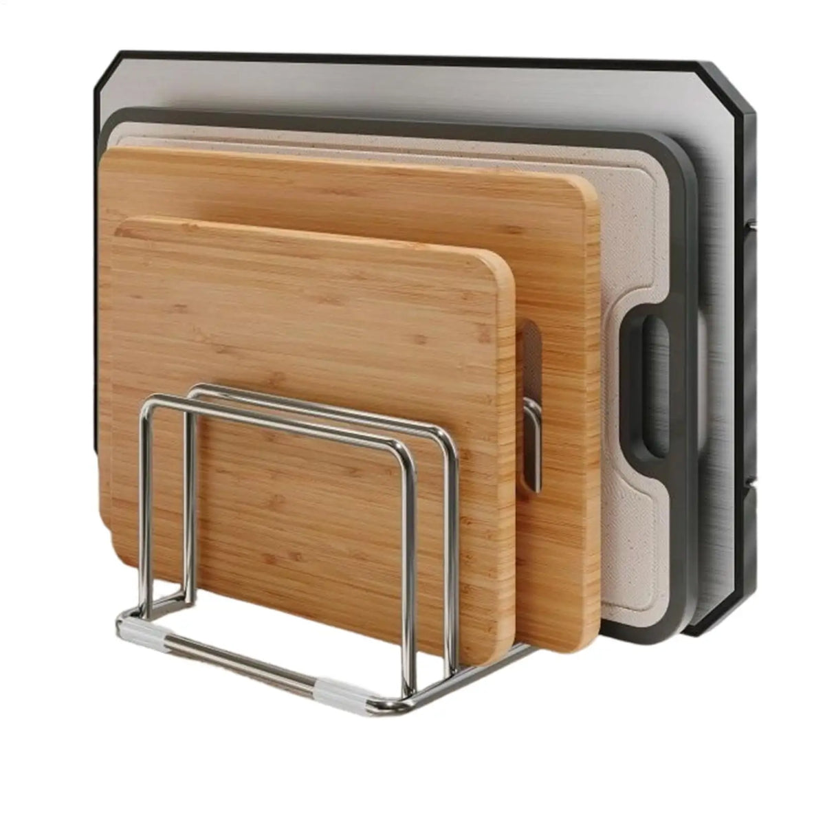 Stainless Steel Cutting Board Stand Rustproof Countertop Organizer Multi-Slot Chopping Board Rack for Kitchen Home