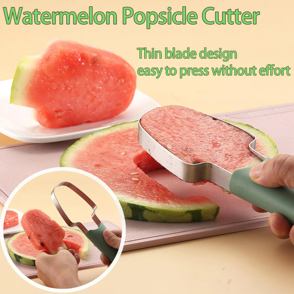 3-In-1 Watermelon Fork Slicer Cutter, 2024 Stainless Steel Fruit Watermelon Cutting Tool Fork Slicer Knife Set for Home Kitchen