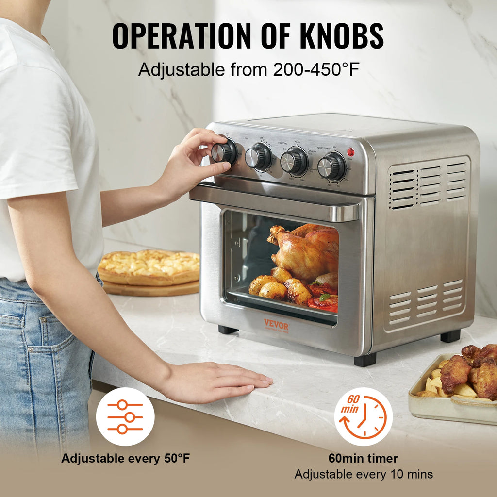 18L 1700W Air Fryer Toaster Oven Stainless Steel Toaster Ovens Countertop Combo with Grill Home and Commercial Use