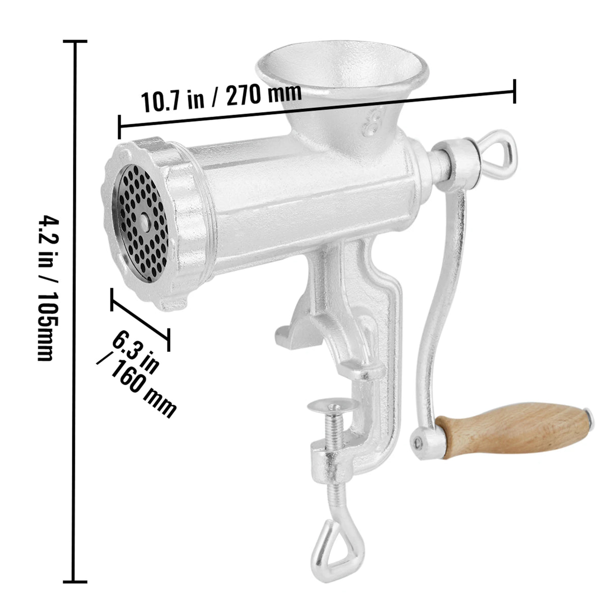 Succebuy Manual Meat Grinder Heavy Duty Cast Iron Hand Meat Grinder Steel Table Clamp Meat Mincer Sausage Maker 1 Cutting Blade