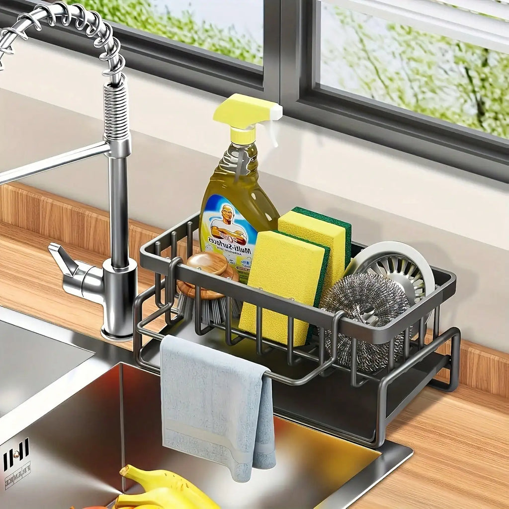 Effective Draining Kitchen Sponge Shelf, Soap Holder, Stainless Steel Material Is More Sturdy, Slope Design Is Free from Water Accumulation, Towel Independent Rack Effective Anti-Mold, Kitchen Storage