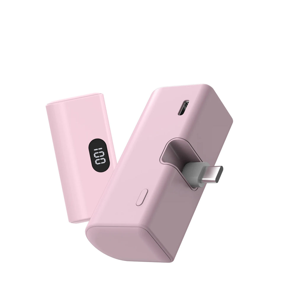 Lightweight 5000Mah Portable Power Bank with Built-In Type C Foldable Functionality, Suitable for Charging All Type C Devices.
