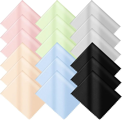 18 Pack of Microfiber Cleaning Cloths (7" X 6") Multicolor Eyeglass Cleaning Cloths for Eyeglasses, Camera Lenses, Mobile Phones