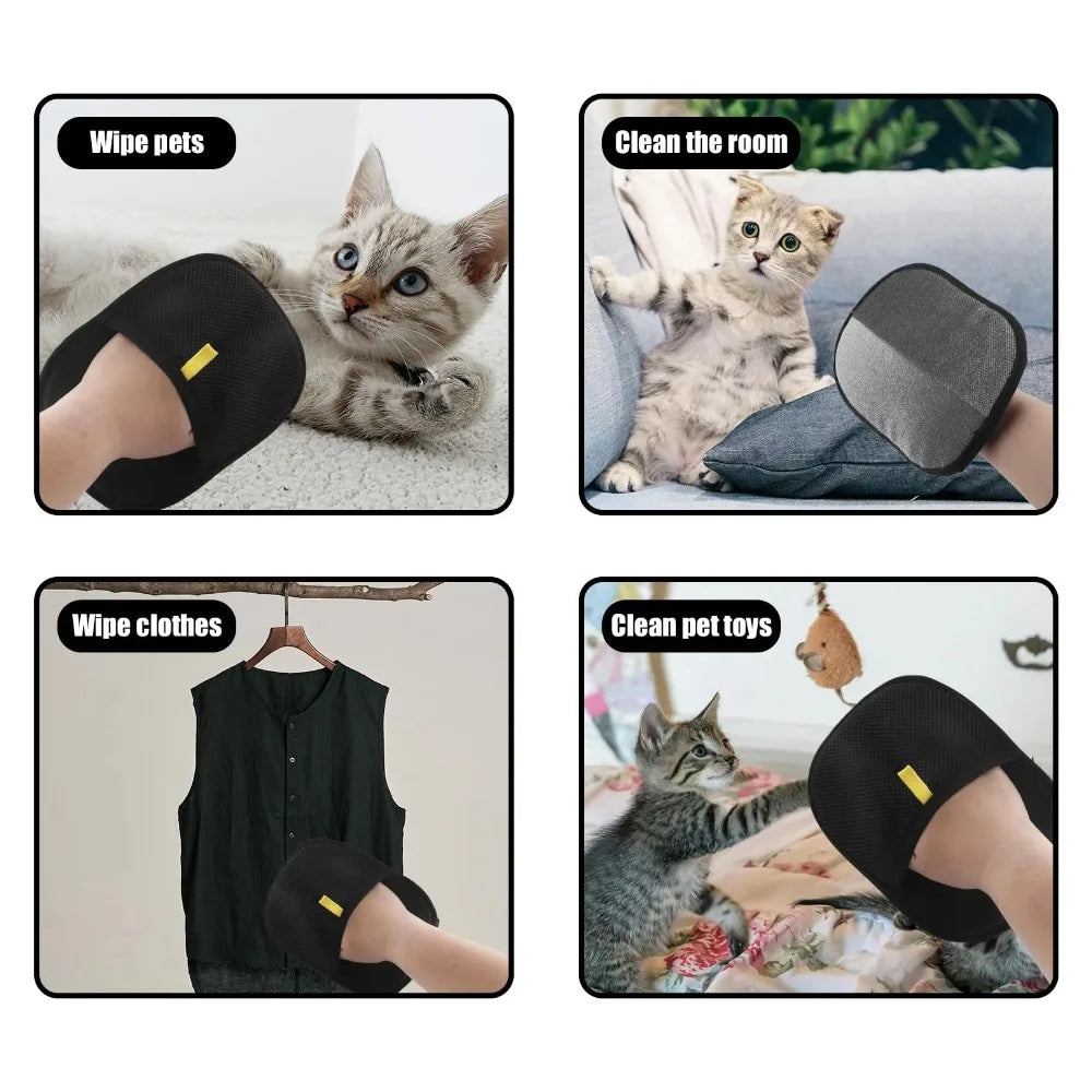 Pet Grooming Deshedding Glove, Pet Hair Remover Mitt for Dogs Cats Rabbits, Gentle Brush for Long Short Curly Fur