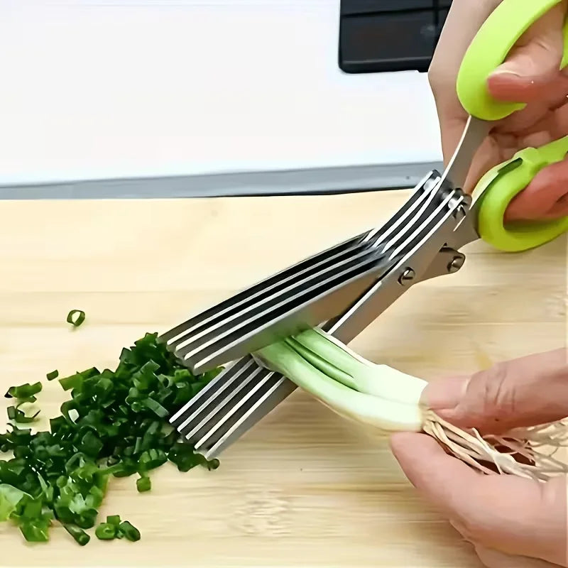 Muti-Layers Kitchen Scissors Stainless Steel Vegetable Cutter Scallion Herb Laver Spices Cooking Tool Cut Kitchen Accessories