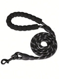 1Pc New Color Pet Leash, Reflective Nylon Dog Leash, Explosion Proof Walking Rope, Foam Handle No Choking, round Rope, Pink