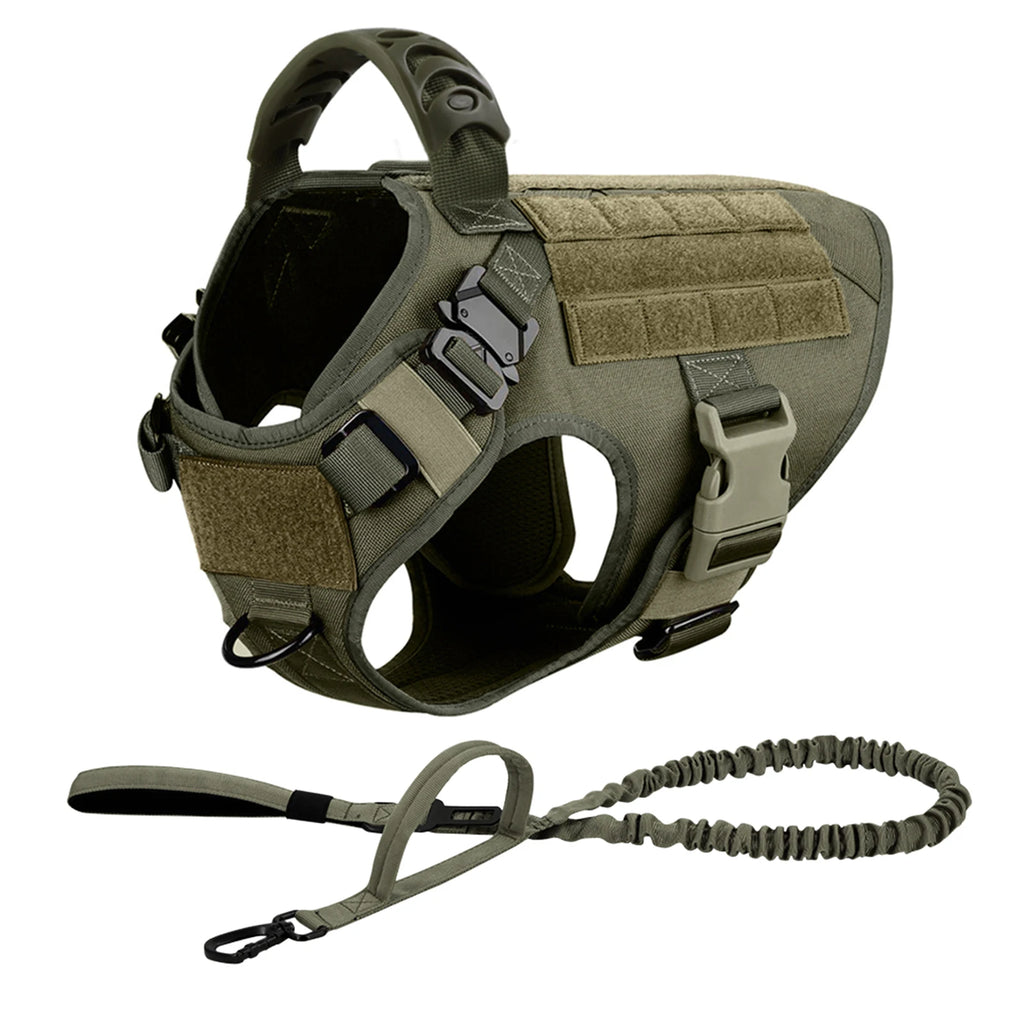 Large Dog Harness and Leash Set Pet German Shepherd Malinois Training Walking Vest Dog Harness and Collar for Medium Large Dogs