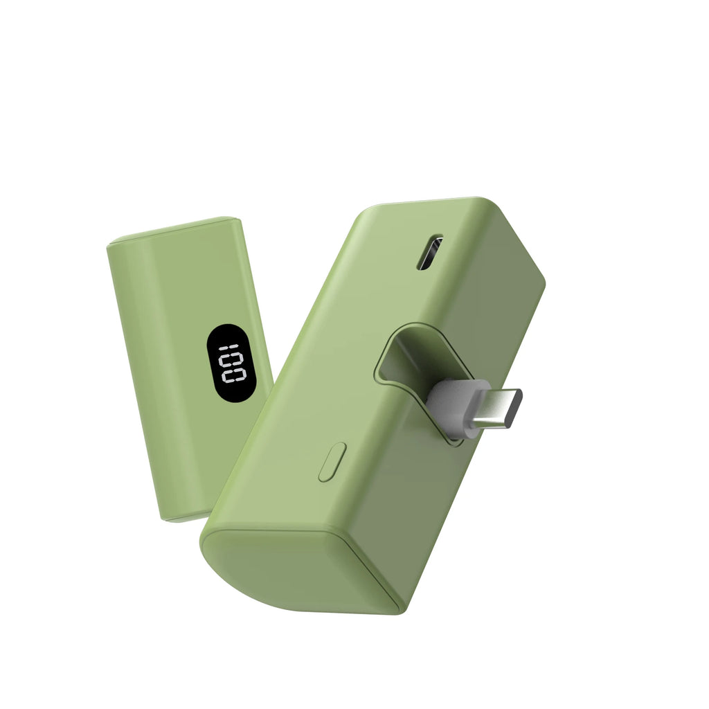 Lightweight 5000Mah Portable Power Bank with Built-In Type C Foldable Functionality, Suitable for Charging All Type C Devices.
