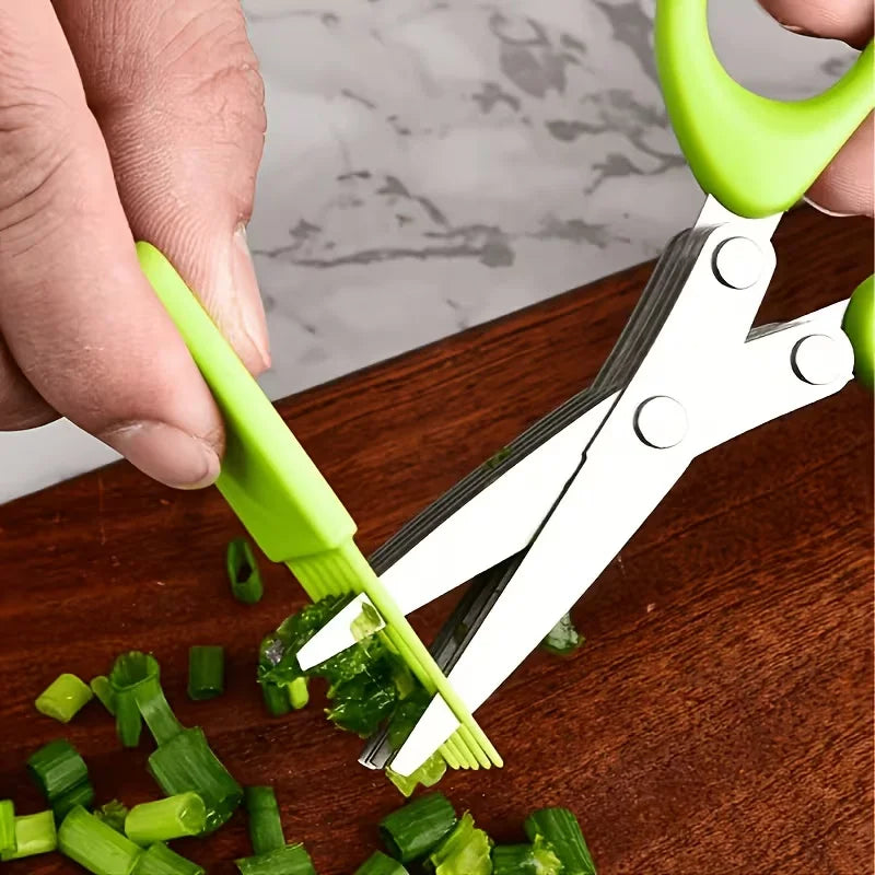 Muti-Layers Kitchen Scissors Stainless Steel Vegetable Cutter Scallion Herb Laver Spices Cooking Tool Cut Kitchen Accessories