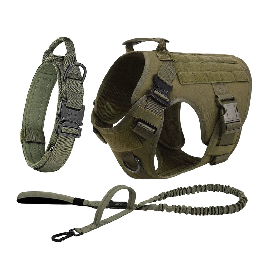 Tactical Dog Harness Collar Leash Molle Pouches for Medium Large Dogs Pet German Shepherd Training Walking Vest Dog Harnesses