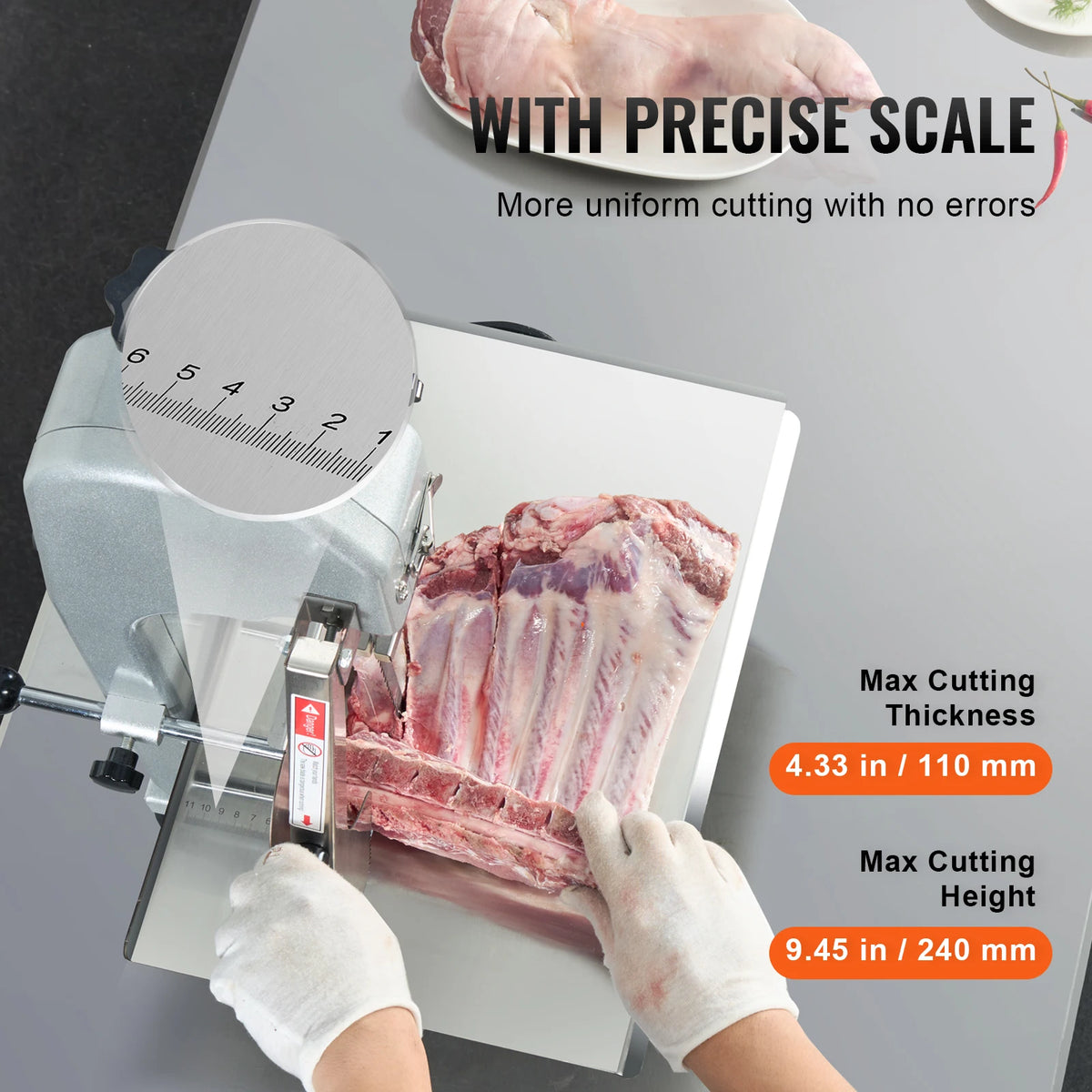 Commercial Electric Meat Bandsaw 650W 1800W Stainless Steel Countertop Bone Sawing Machine Frozen Fish Cutter for Pork