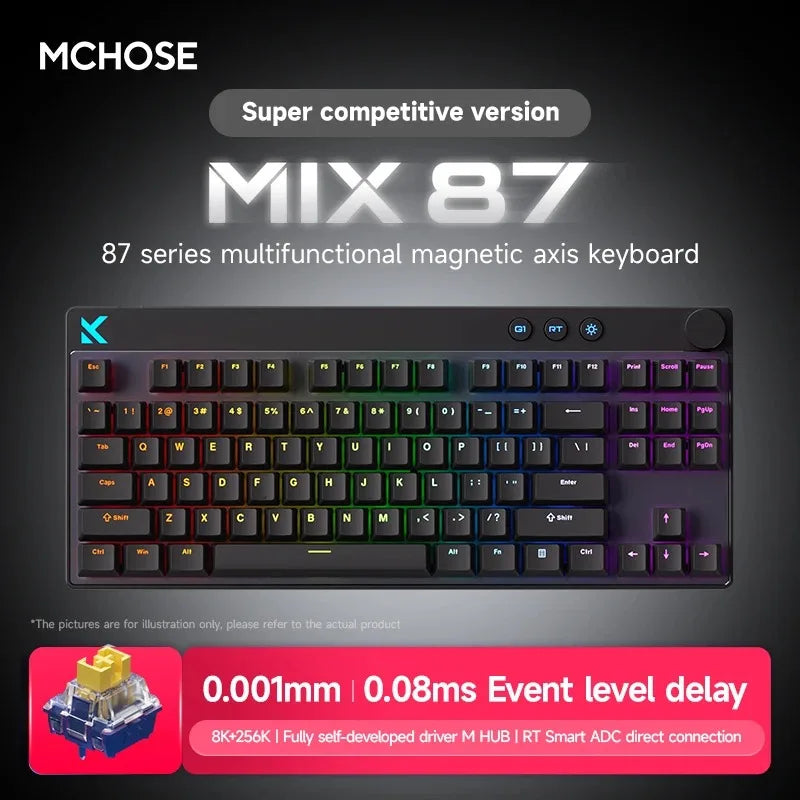 Mix87 Magnetic Swtich Keyboard Wired Gaming Keyboard 8K+256K Esport 0.08Ms Low Latency E-Sports Custom Gamer Accessories