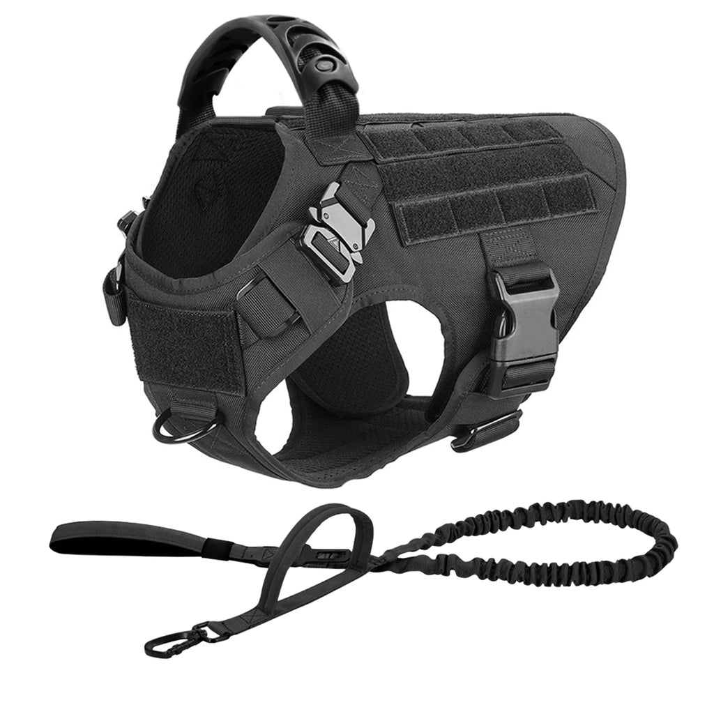 Large Dog Harness and Leash Set Pet German Shepherd Malinois Training Walking Vest Dog Harness and Collar for Medium Large Dogs