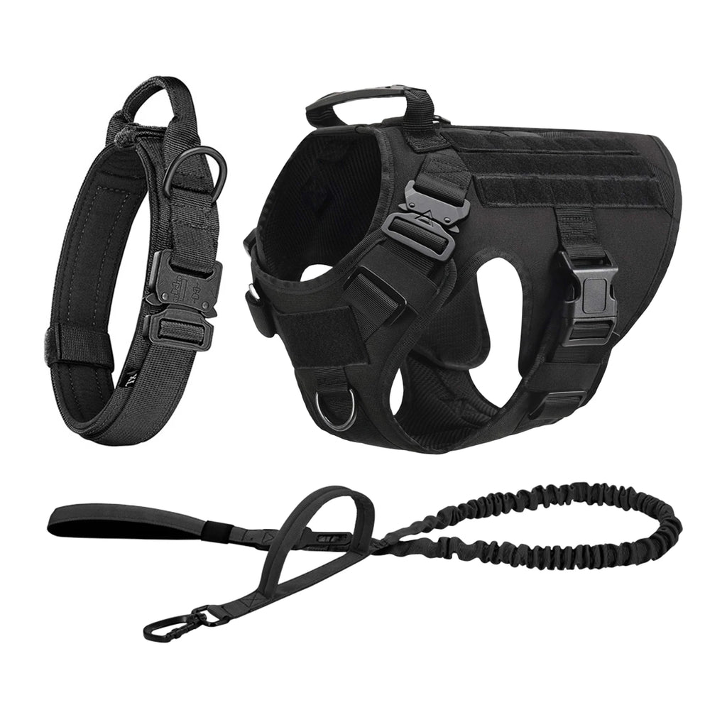 Tactical Dog Harness Collar Leash Molle Pouches for Medium Large Dogs Pet German Shepherd Training Walking Vest Dog Harnesses