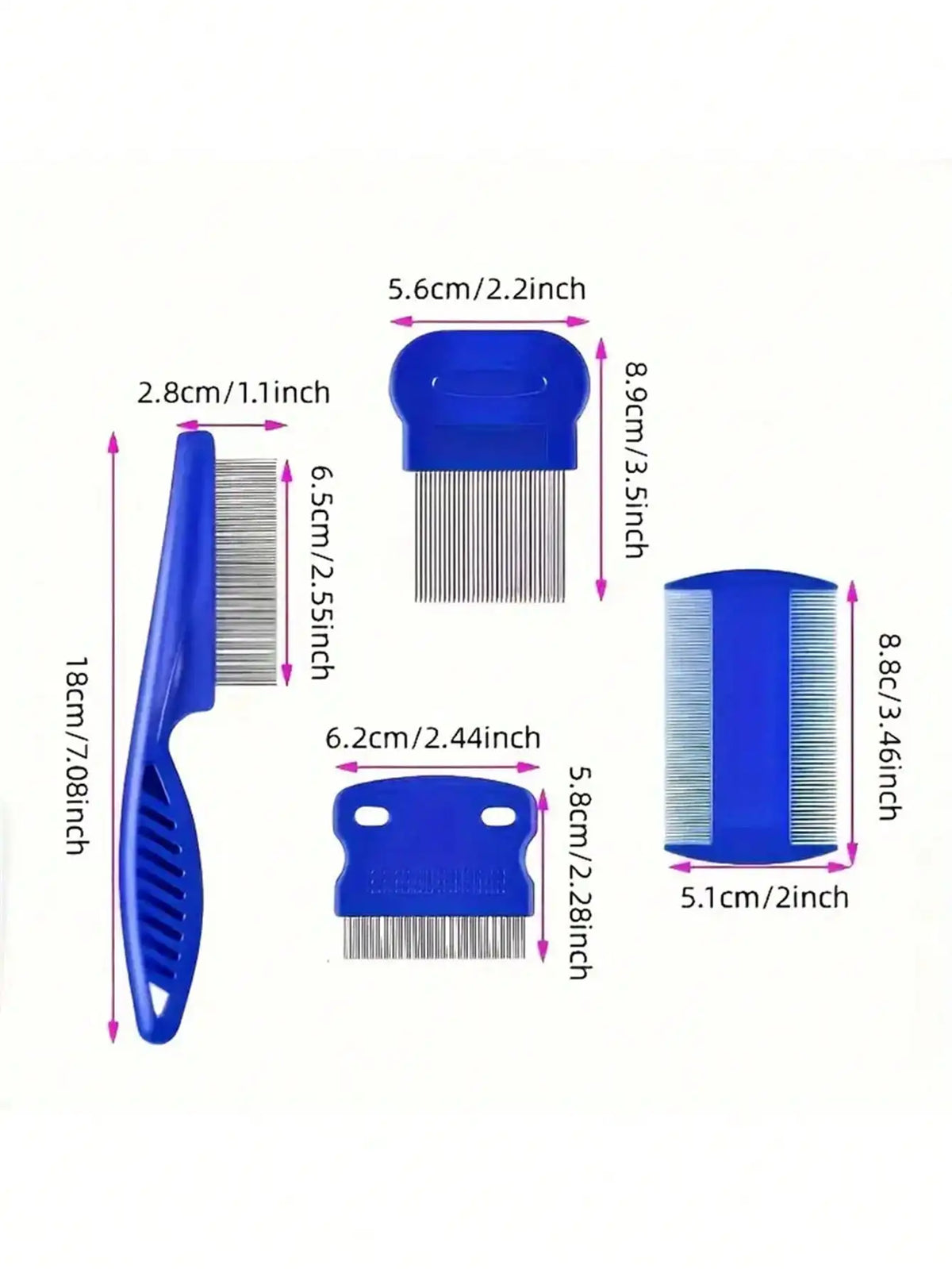 4Pcs Lice Comb Set, Stainless Steel Comb, Fine Tooth Comb, Hairdressing Comb, Head Makeup Comb