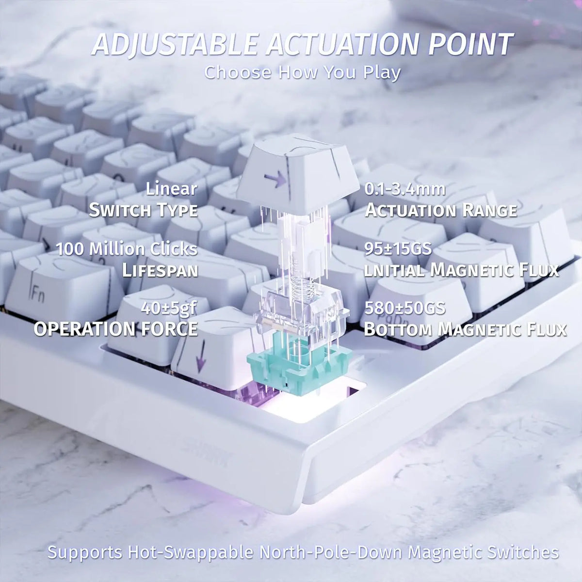 X68 HE Rapid Trigger Mechanical Gaming Keyboard 60% Wired with Adjustable Actuation,Hall Effect Magnetic Switch,8Kh