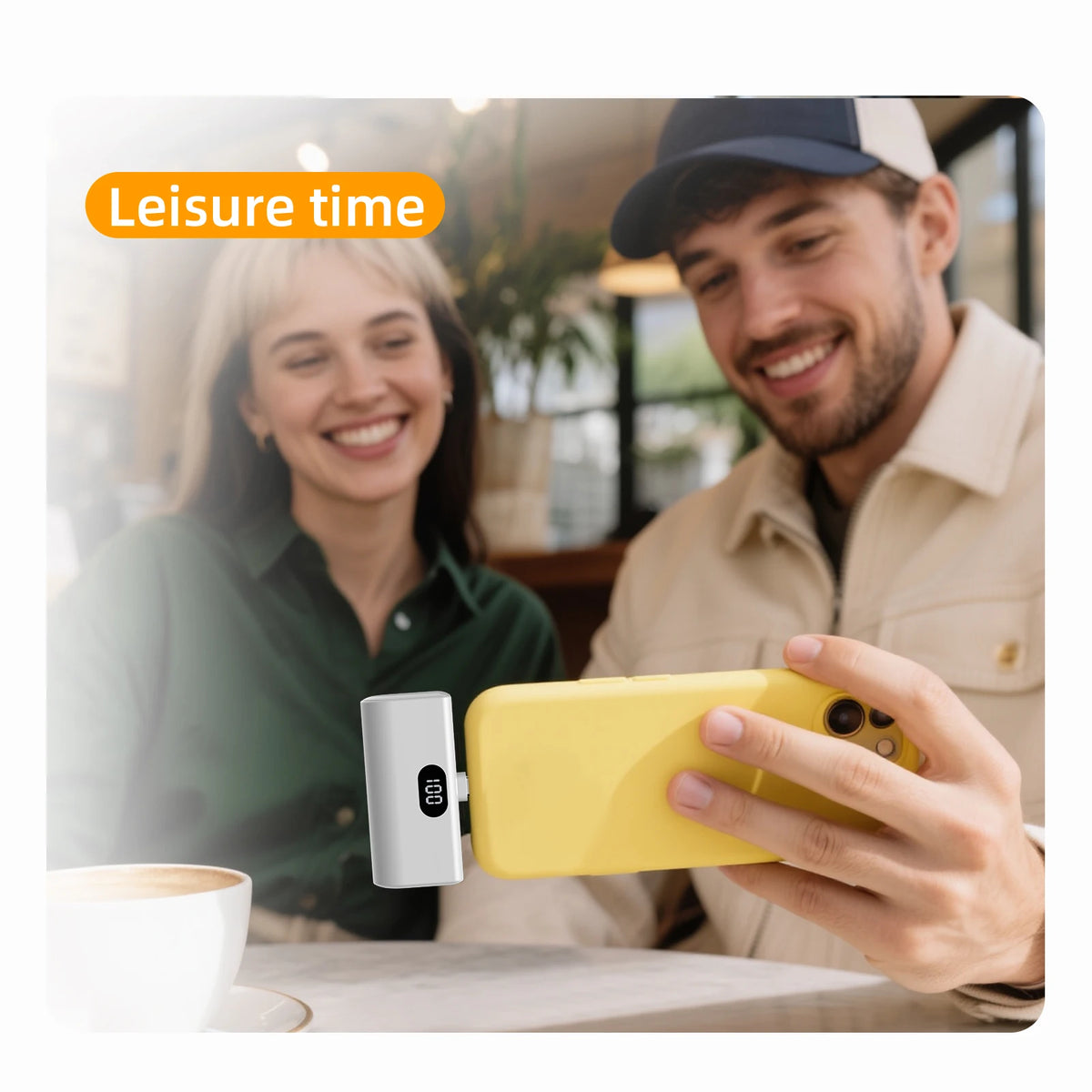 Lightweight 5000Mah Portable Power Bank with Built-In Type C Foldable Functionality, Suitable for Charging All Type C Devices.