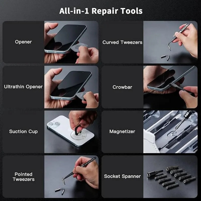 180In1 Black Precision Cordless Electric Screwdriver Set,Magnetic Bits Multifunction Repair Kit for Laptop/Phone/Glasses
