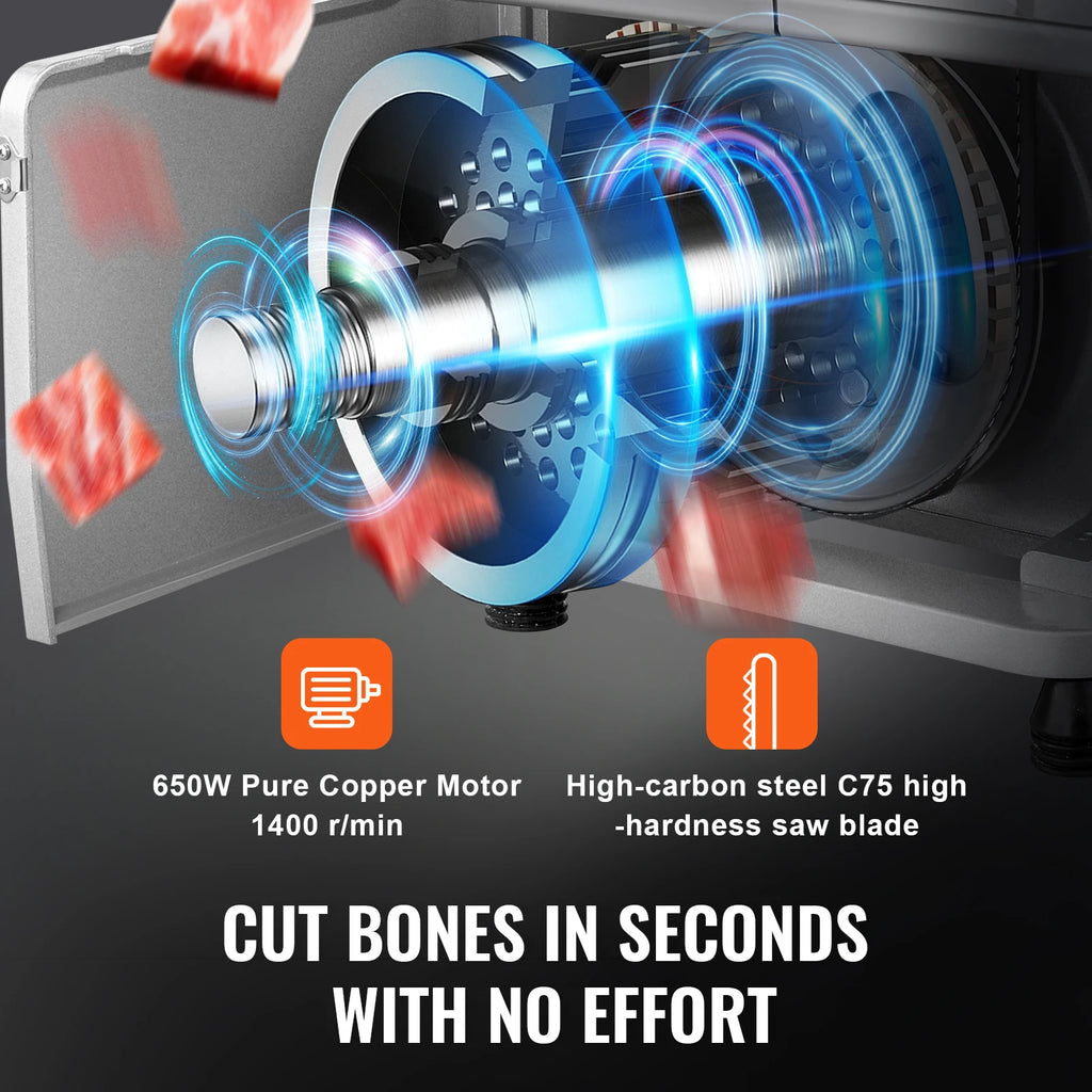 Commercial Electric Meat Bandsaw 650W 1800W Stainless Steel Countertop Bone Sawing Machine Frozen Fish Cutter for Pork